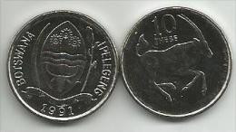 Botswana 10 Thebe 1991. High Grade - Botswana