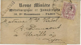 BANDE JOURNAL REVUE MINIERE AFFRANCHIE N° 108  CAD PARIS 1924 - Andere & Zonder Classificatie