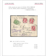 EX38/ TP 74 (3)-83 GB S/L.Exprès C.Tg Octogonal Bruxelles Central 1909 > St.Gilles  C.Tg Octogonal BXL Midi En Arrivée - 1905 Grosse Barbe