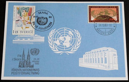 UNO GENF 1980 Mi-Nr. 95 Blaue Karte - Blue Card Mit Erinnerungsstempel SKARA - Lettres & Documents