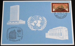 UNO GENF 1980 Mi-Nr. 96 Blaue Karte - Blue Card Mit Erinnerungsstempel STRASBURG - Cartas & Documentos