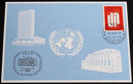 UNO GENF 1981 Mi-Nr. 102 Blaue Karte - Blue Card Mit Erinnerungsstempel VICHY - Lettres & Documents