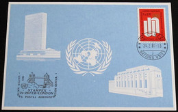 UNO GENF 1981 Mi-Nr. 98 Blaue Karte - Blue Card Mit Erinnerungsstempel LONDON - Lettres & Documents