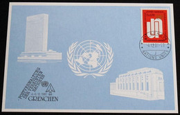 UNO GENF 1981 Mi-Nr. 106 Blaue Karte - Blue Card Mit Erinnerungsstempel GRENCHEN - Brieven En Documenten