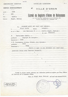 1963 ORAN - GARCIA ROGER NE EN 1916 RUE RABELAIS MERE CONCESSION ELVIRA - EXTRAIT ACTE DE NAISSANCE - Historical Documents