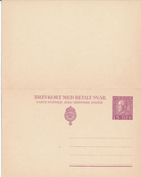 SCHWEDEN / SVERIGE  -   1921  ,     BREFKORT MED BETALT SVAR  ,  Reply Post Card    -  Michel  P44 - Enteros Postales