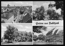 DDR AK 1976, Mehrbild Mit Marktplatz, Rathaus U.a. - Delitzsch
