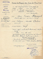 1942 MEZEL - PERRAND LOUIS NE EN 1865 FILS DE CHABERT CATHERINE - EXTRAIT ACTE DE NAISSANCE - Documents Historiques