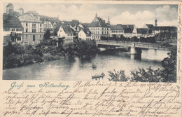 7718) GRUSS Aus ROTTENBURG - Tolle S/W LITHO Brücke Häuser Ruderboot ALT !! 1901 - Rottenburg