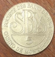 98 MONACO CASINO MONTE CARLO SOCIÉTÉ DES BAINS DE MER JETON SBM 5 FRANCS SLOT MACHINE TOKENS COINS CHIPS GAMING - Casino