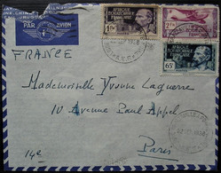 AEF 1938 Cachet Ligne Brazzaville à Pointe Noire X 3 Sur Lettre Par Avion Pour Paris - Brieven En Documenten