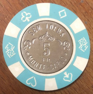 98 MONACO CASINO DE MONTE-CARLO SBN LOEWS JETON 5 FRANCS TOKENS COINS CHIPS GAMING - Casino