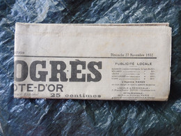 1932  LE PROGRES : L'avion "Nungesser-et-Coli ; La Crise Allemande  ; Etc - General Issues