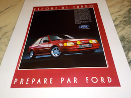 ANCIENNE   PUBLICITE ESCORT RS PREPARE PAR FORD 1986 - Cars