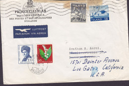 Iceland LUFTPOST Label REYKJAVIK 1962 Cover Brief BERN REadressed PRO PATRIA Pro Juventute To LOS GATOS United States - Covers & Documents