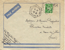 1942-enveloppe  PAR AVION En F M Affr. Pétain 80 C Oblit. Cad Hexag. BATIMENT DE LIGNE JEAN BART - Naval Post