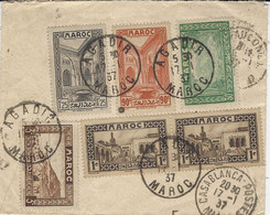 1937- Enveloppe Par Avion D'Agadir  Pour Montfaucon ( Lot ) Affr. Au Dos Petites Valeurs - Covers & Documents