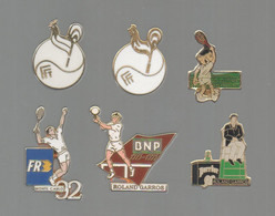 PINS PIN'S TENNIS  1024 FFT COQ PROVENCE PERRIER BNP FR3  RG ROLAND GARROS  LOT 8 PINS DONT 2 AB ARTHUS - Natation