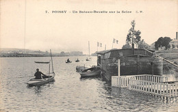 ¤¤  -  POISSY   -  Un Bateau-Buvette Sur La Seine   -  Péniche    -  ¤¤ - Poissy