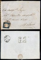 Antichi Stati Italiani - Lombardo Veneto - Bergamo 22.8 (59 - P.ti 5) - 20 Cent (15B - Sardegna) Su Lettera Per Milano ( - Other & Unclassified