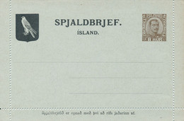 ISLAND  -   1920  ,   SPJALDBRJEF  ,  Kartenbrief  , Letter Card  -  Michel  K7 - Ganzsachen