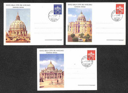 Vaticano - Cartoline Postali - 1949 - Vedute (C6-1 + C7-1/2) - Tre Diverse FDC 1.3.1949 (105) - Other & Unclassified