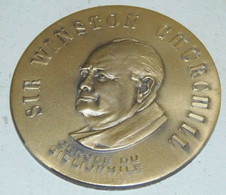 MEDAILLE BRONZE SIR WINSTON CHURCHILL Cercle Du Bibliophile Collection Vitrine  Déco - Professionals / Firms