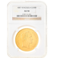 Monnaie, Venezuela, 100 Bolivares, 1887, Caracas, NGC, AU58, SUP, Or, KM:34 - Venezuela