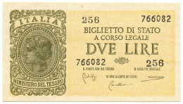 2 LIRE BIGLIETTO DI STATO LUOGOTENENZA UMBERTO BOLAFFI 23/11/1944 FDS - Andere