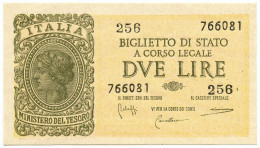 2 LIRE BIGLIETTO DI STATO LUOGOTENENZA UMBERTO BOLAFFI 23/11/1944 FDS - Sonstige