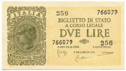 2 LIRE BIGLIETTO DI STATO LUOGOTENENZA UMBERTO BOLAFFI 23/11/1944 FDS - Regno D'Italia - Altri