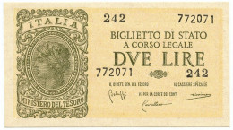 2 LIRE BIGLIETTO DI STATO LUOGOTENENZA UMBERTO BOLAFFI 23/11/1944 FDS - Sonstige