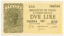 2 LIRE BIGLIETTO DI STATO LUOGOTENENZA UMBERTO BOLAFFI 23/11/1944 FDS - Regno D'Italia - Altri