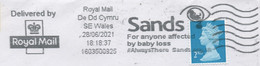Great Britain 2021, Royal Mail Cwmru SE Wales, " Sands.... Baby Loss." Machine Cancel With 2nd Class Machin Adhesive. - Briefe U. Dokumente
