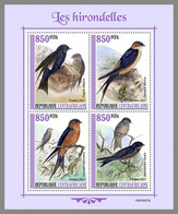 CENTRALAFRICA 2021 MNH Swallows Schwalben Hirondelles M/S - OFFICIAL ISSUE - DHQ2131 - Golondrinas