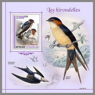CENTRALAFRICA 2021 MNH Swallows Schwalben Hirondelles S/S - IMPERFORATED - DHQ2131 - Rondini