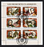 W2-15 Comores Bloc Oblitéré Musiciens Classiques   A Saisir  !!! - Comores (1975-...)