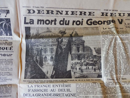 1936 LE PROGRES :  La Mort Du Roi GEORGE V ; La Vie Du Roi GEORGE V ; La Nation Britannique En Deuil  ; Etc - Informations Générales