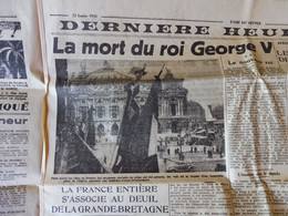 1936 LE PROGRES :  La Mort Du Roi GEORGE V ; La Vie Du Roi GEORGE V ; La Nation Britannique En Deuil  ; Etc - Informaciones Generales