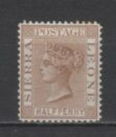 (SA0257) SIERRA LEONE, 1877 (Queen Victoria, ½ P, Bister). Mi # 8. Mint Hinged* - Sierra Leona (...-1960)