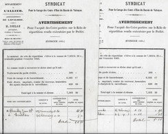 SYNDICAT POUR LE CURAGE DES COURS D EAU DU BASSIN DE VALENCON - CHOUSSY J BAPTISTE A MONTOLDRE - LOT DE 2 DOCUMENTS - Documents Historiques