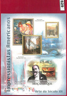 629 - MOZAMBIQUE -   IMPERF SHEET: American Impressionists, Berthelsen ART  2011 - Impressionisme