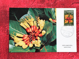 Timbres Océanie Nouvelle-Calédonie  Cartes-maximum -☛Carte Postale CM-☛Fleurs Deplanchea Speciosa-1964 - Tarjetas – Máxima