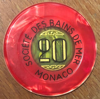 98 MONACO MONTE-CARLO CASINO SOCIÉTÉ DES BAINS DE MER JETON 20 FRANCS N° 01568 TOKENS COINS CHIPS GAMING - Casino
