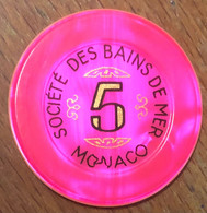 98 MONACO MONTE-CARLO CASINO SOCIÉTÉ DES BAINS DE MER JETON 5 FRANCS N° 09188 TOKENS COINS CHIPS GAMING - Casino