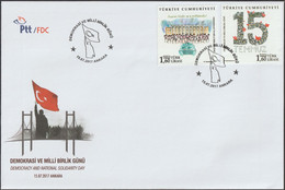 Turquie 2017 Michel 4346/7 FDC. Journée De La Démocratie. Drapeau - Briefe