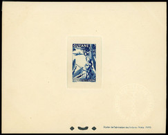 Epreuve (proof) De Luxe De La Poste Aérienne Guyanne Française N°25, 100Fr Bleu émis En 1944 - Unused Stamps