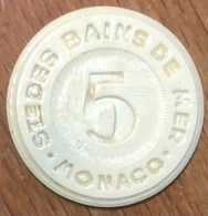 98 MONACO MONTE-CARLO CASINO SOCIÉTÉ DES BAINS DE MER JETON 5 FRANCS TOKENS COINS CHIPS GAMING - Casino