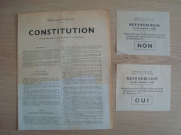 LOT DE DOCUMENTS POUR LE REFERENDUM DU 28 SEPTEMBRE 1958 CONSTITUTION FRANCAISE - Historische Dokumente