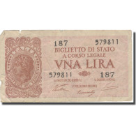 Billet, Italie, 1 Lira, 1944, 1944-11-23, KM:29c, B+ - Regno D'Italia – 1 Lire